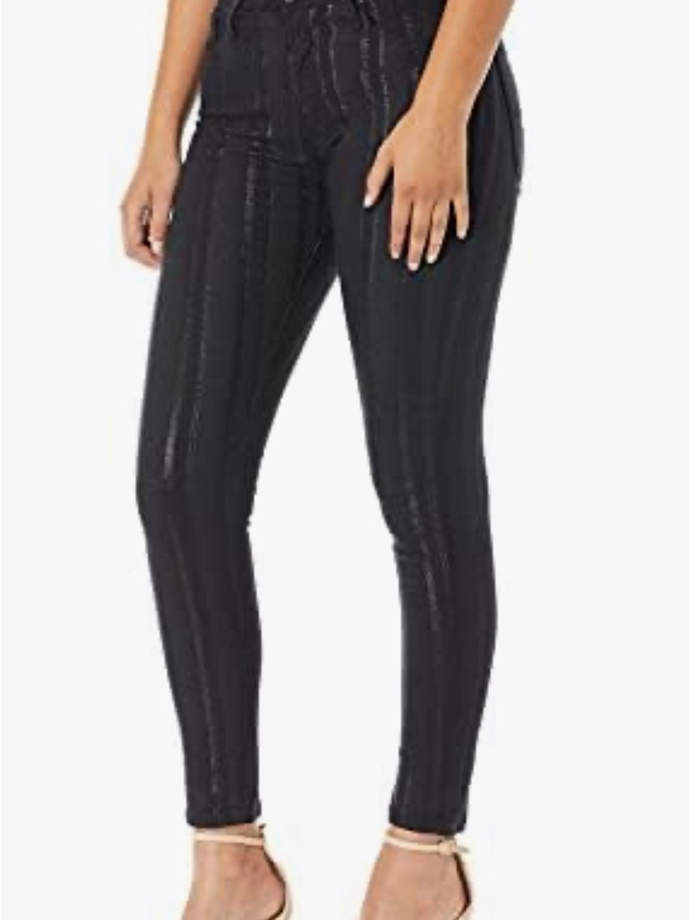 AG Adriano Goldschmied Black Skinny Jeans with Subtle Stripe Texture
